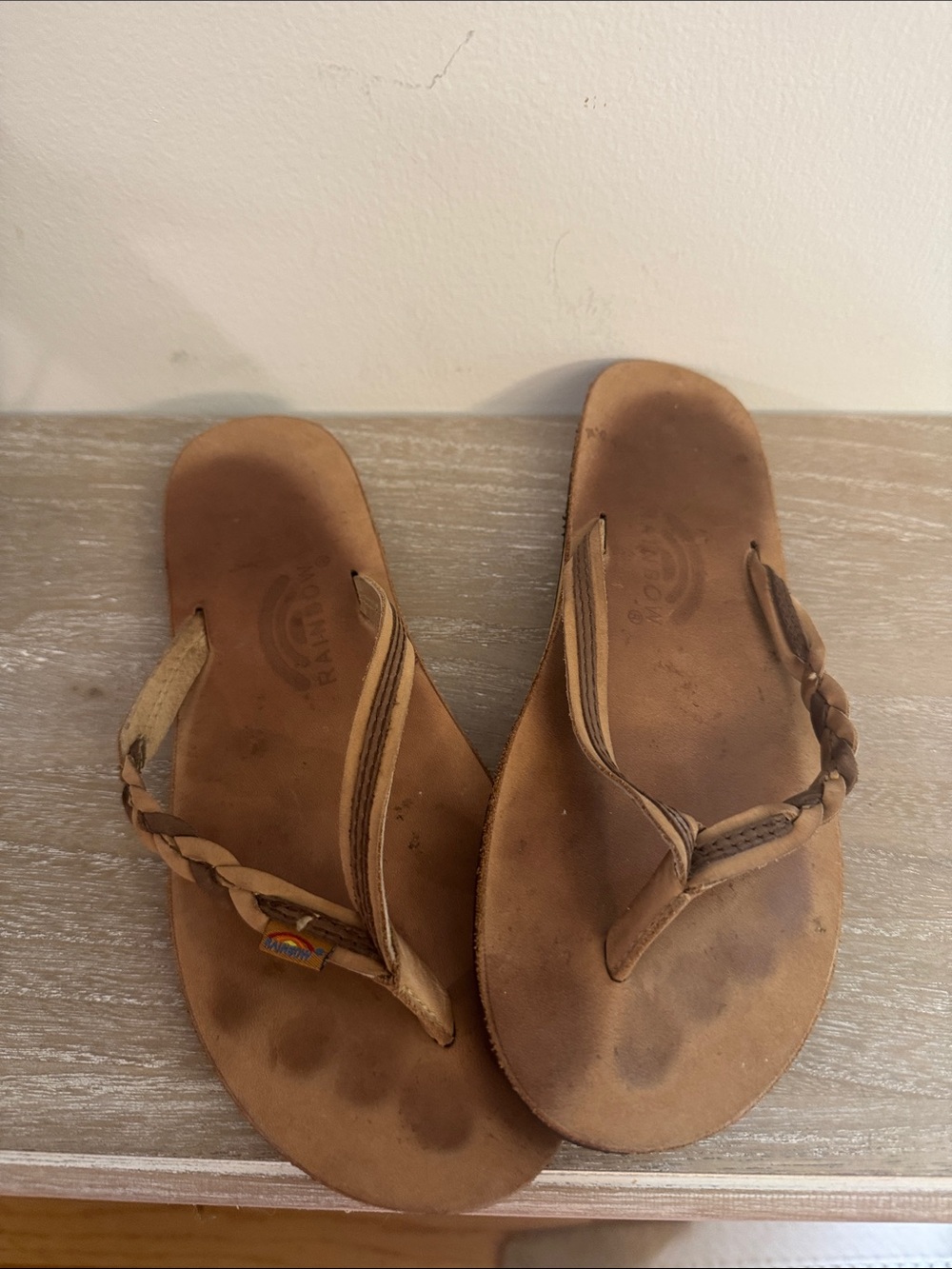 Rainbows Flirty Braidy two tone Leather Braided Toe-Post flip flops /Sandals